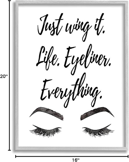Stupell Industries Just Wing It Eyeliner Makeup Phrase Framed Giclee Art, Design by Amanda Greenwood