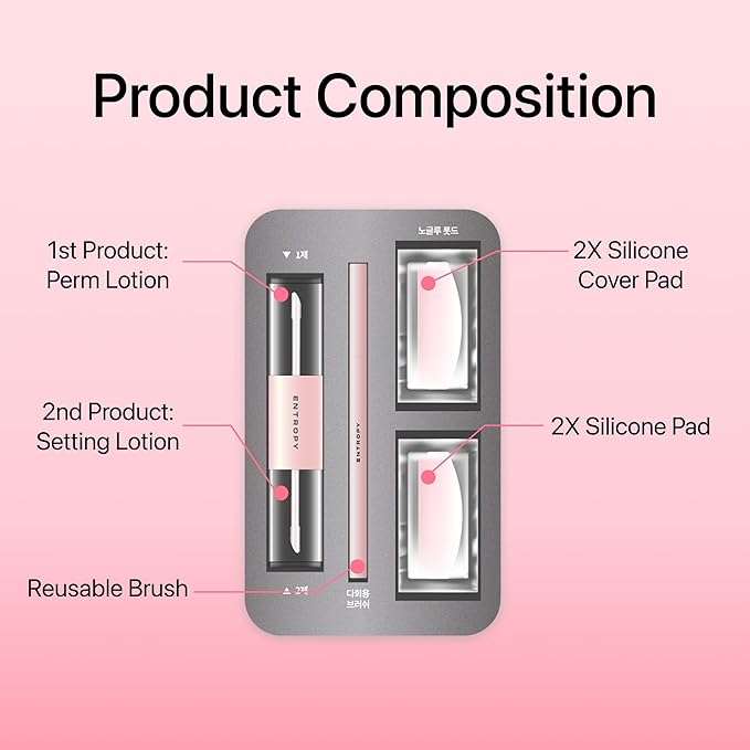 ENTROPY MAKEUP Lash Lift Kit, Professional Eyelash Perm Kit for Long-Lasting Curl, Up to 4 Weeks Natural Lift, Nourishing with Ceramide & Hydrolyzed Collagen, Hypoallergenic