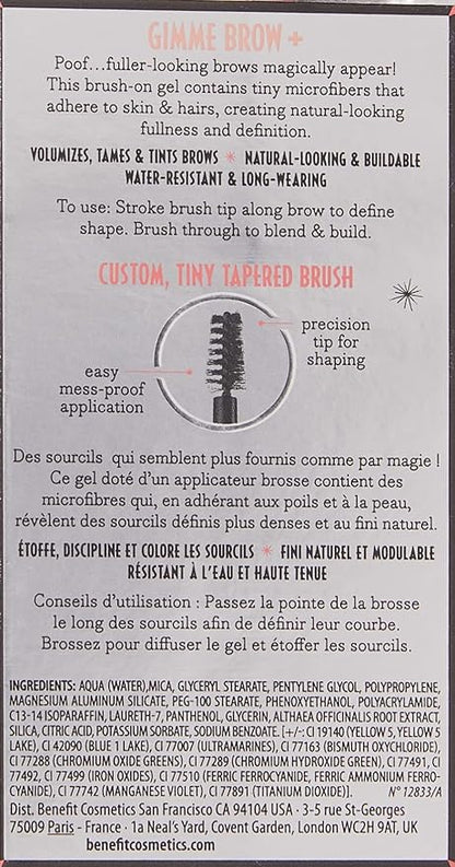 Benefit Gimme Brow Volumizing Fiber Gel # 4 Medium Dark Warm, 0.1 Oz