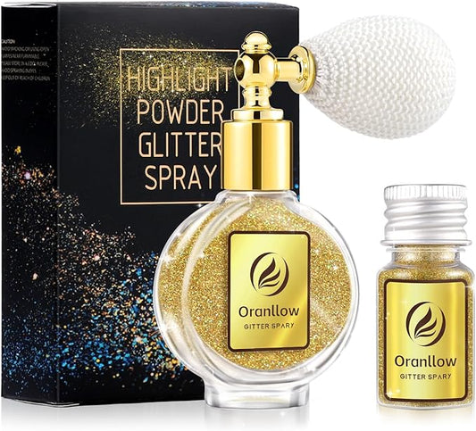 Gold Body Glitter Spray - Holographic Shimmer Spray Powder Sparkle for Hair and Body, Face, Clothes, Nail Art Crafts Design, Halloween and Easter Festival Makeup