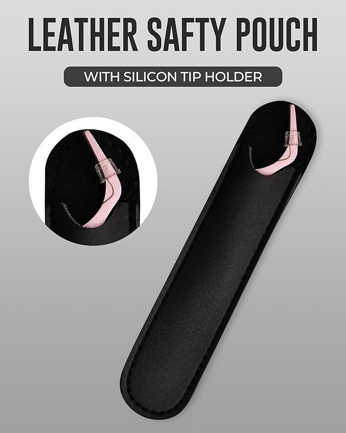 Eyelash Applicator Tool in Leather Case -Best Lash Cluster Applicator-with Stainless Steel Curved Design Lash Applicator Use for Wisps Lashes(Nude)