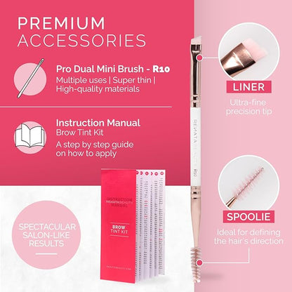 RB RENATA BEAUTY Brow Tint Kit – Eyebrow Dye Set – Dye Kit with Color Tint, Cream Developer and Styling Brush – Long-Lasting Effect Up to 4 Weeks – 30 Applications [Black]