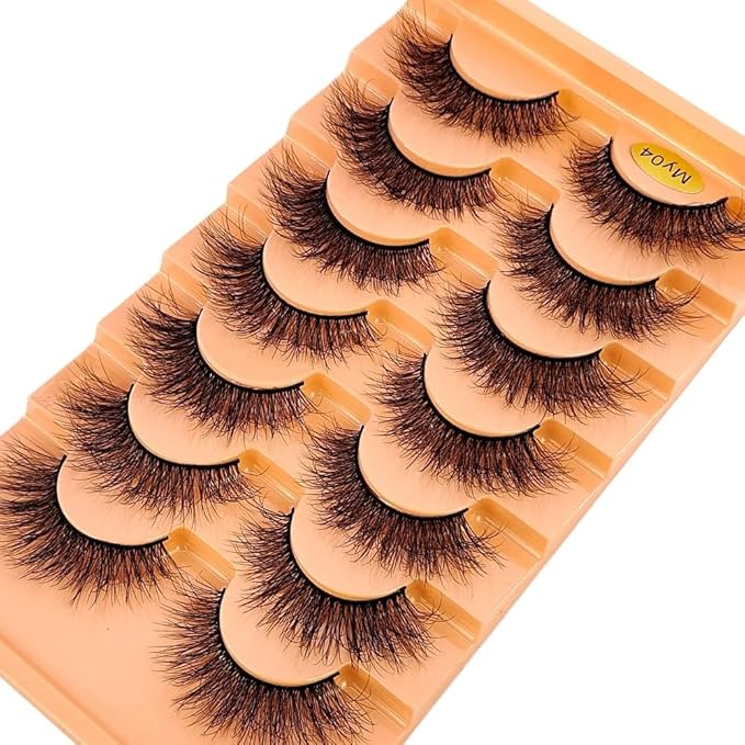HBZGTLAD NEW 7pairs Cat eye Eyelashes 3D Natural False Lashes 5d Fluffy Soft Cross Manga Lashes Wispy Natural Eyelash Extension Makeup (MY-04)