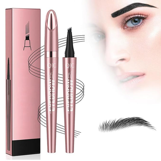 2024 New Eyebrow Microblading Pen, New 3D Waterproof Microblading Eyebrow Pencil Contouring Pen, 4-Tipped Precise Brow Pen, Long-Lasting Natural Fine Stroke Eyebrow Pen (a-black)