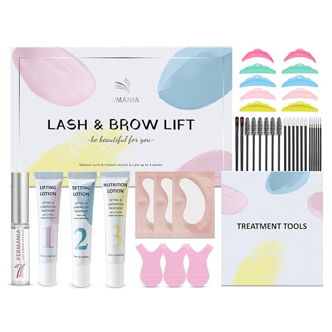 PERMANIA Eyelash Lift Kit, Brow Lamination Kit for Tube Design Easy to Apply for Natural Results Instant Lifting & Curling at Home or Professional Use