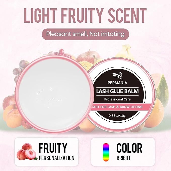 PERMANIA 2023 Lash Lift Balm, Water Soluble Silicone Adhesive, Strong Viscosity, Easy to Use, 2 in 1, Premium Formula, Large Capacity, White Peach