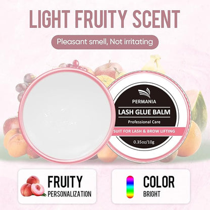 PERMANIA 2023 Lash Lift Balm, Water Soluble Silicone Adhesive, Strong Viscosity, Easy to Use, 2 in 1, Premium Formula, Large Capacity, White Peach