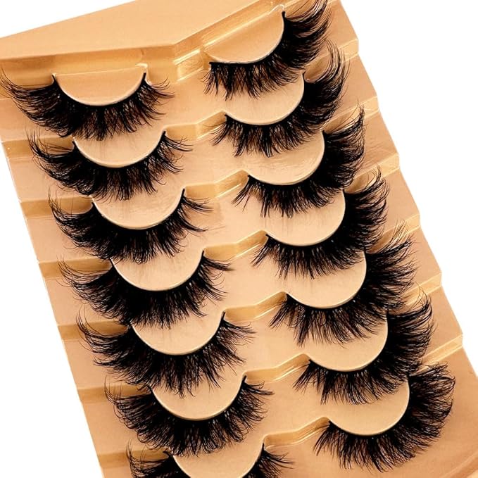 HBZGTLAD NEW 7pairs Cat eye Eyelashes 3D Natural False Lashes 5d Fluffy Soft Cross Manga Lashes Wispy Natural Eyelash Extension Makeup (K)