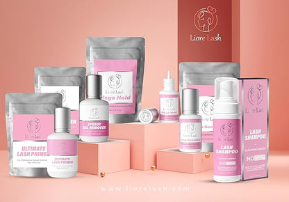 Eyelash Extension Primer/Up To 35% Longer Glue Retention Liore Lash/Pretreatment for Individual Semi Permanent Lash Extensions Glue Supplies Cleanser/Protein Oil Remover/Increase Adhesive Bond Power