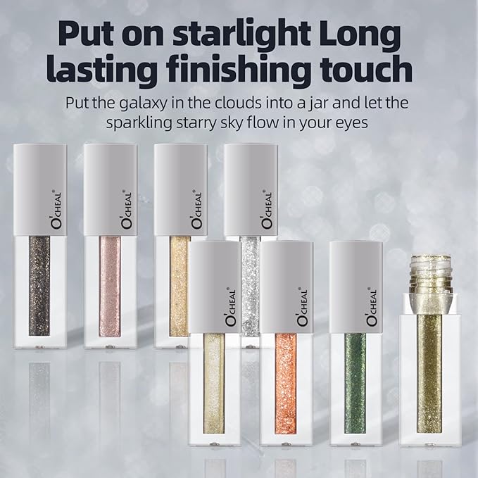 O'CHEAL Shining Liquid Metallic Eyeshadow, Quick-Drying, Long-Lasting, One-Swipe Pigmented Coverage,High Pigment Colored Metallic Eyeshadow Stick Eyeliner 02#