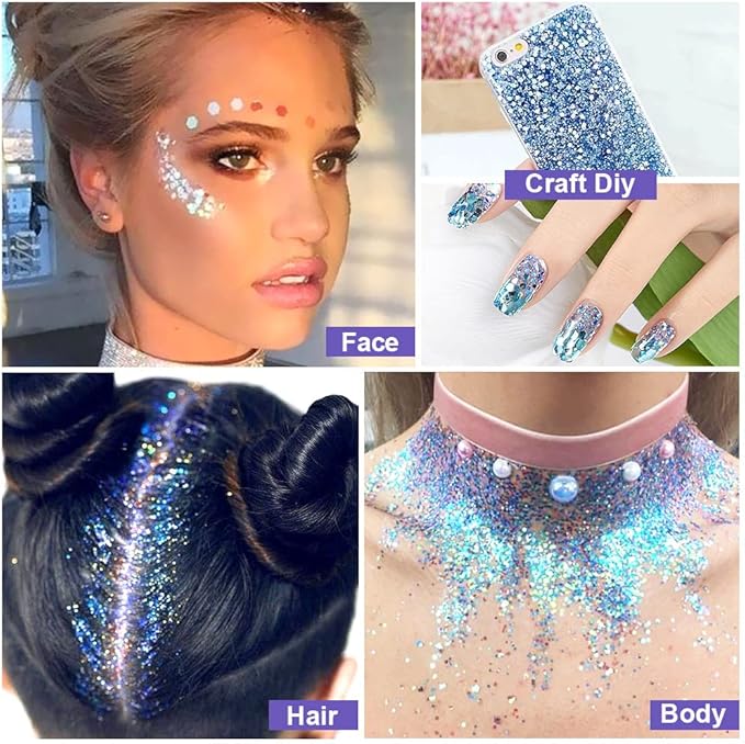 Pop Eye Shadow Sequin Cream Face Body Glitter Polarized Sequin Cream High Light Dazzle Color Brightening Set Stage Makeup， 6-Color Suit