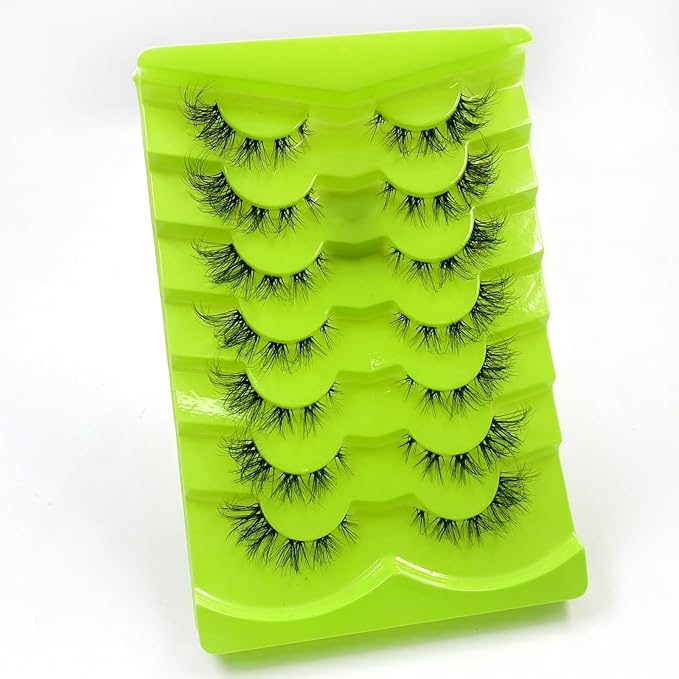 HBZGTLAD NEW 7pairs Cat eye Eyelashes 3D Natural False Lashes 5d Fluffy Soft Cross Manga Lashes Wispy Natural Eyelash Extension Makeup (5D-D06)