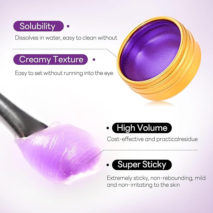 Lash Lift Glue Balm Eyelash Lifting Perm Lavender Strong Hold Lash&Brow Perm Glue Balm Brow Adhesive Powerful Sticky Brow Lamination 0.35Oz/10G