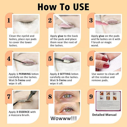 Lash Lift Eyelash Lift Kit with Strong Lash Perm Glue 5 Minutes Instant Lifting Perming Curling for Fuller Thicker Eyelashes Eyebrows with Full Tools