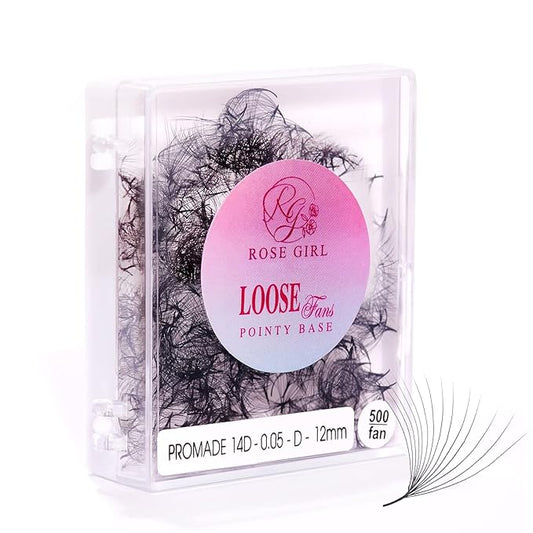 Loose Promade Fans - Natural Look Handmade Volume Eyelashes From 3D To 16D - C CC D DD Curl - False Lashes Extensions - Thickness 0.03~0.1 mm - 8~20 mm Length (14D-0.03-CC (14mm))