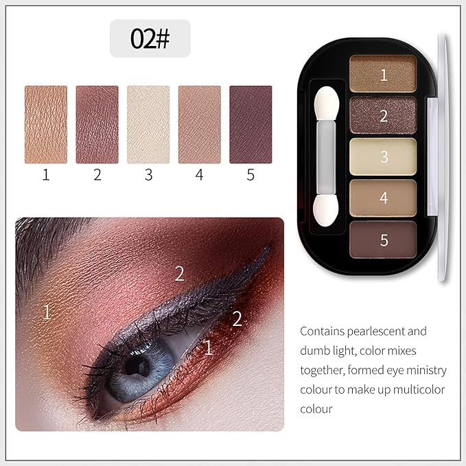Terracotta Warmth Eyeshadow Palette 5-Color | Highly Pigmented Matte&Shimmer Makeup, All-Day Wear Blendable Compact for Day/Night Looks, Vegan Cruelty-Free, Travel-Friendly Smudge-Proof