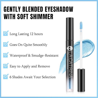 Liquid Shimmery Eyeshadow Light Blue Shinny Eyeshadow, Intense Color Payoff Korean Sparkling Eyeshadow, Long Lasting Quick-Drying Crease-resistant Eye Shadow with Metallic Finish, #11 Ice Blue