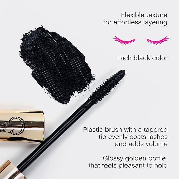 Vivienne Sabó Cabaret Premiere Black Mascara, Volume and Length, Defining, Curling, No Flaking, No Clumping, Smudge Proof, Washable, Cruelty-Free, Made in Europe, (01 Black), 0.6 Fl Oz, 2 Pack