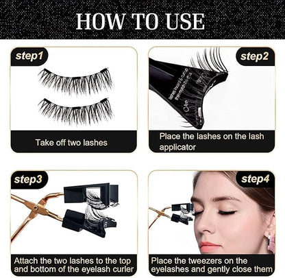 Magnetic Eyelashes Without Eyeliner, Reusable Magnetic Eyelash Kit Dual Magnetic Eyelashes Dual Magnetic Lashes, Magnetic Eyelashes Natural Look Natural and Bushy (16pcs-4pairs）, 16Pieces