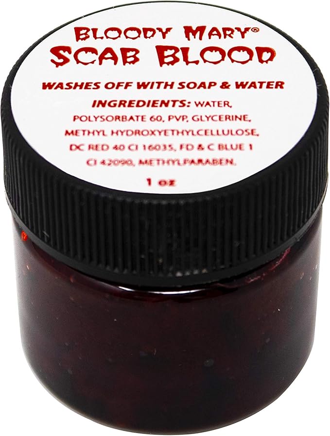 Bloody Mary Fake Scab Blood Make Up Body Paint - for Cosplay, Horror Costume, Theater Blood, Vampire Accessories, Scary Things - Skin Friendly Washable Looks Realistic Thick Blood