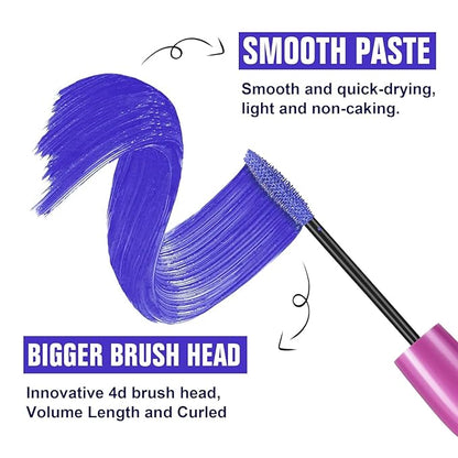 Colored Mascara, Waterproof Volume Lengthening Lashs Cream, 24 H Long Lasting No Flaking Smudge-Proof No Clumping for Making Color Thicker Curled Eyelash (02# Pink, 0.18 OZ)
