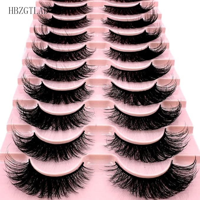 HBZGTLAD Soft Mink Eyelashes 3D Curl Winged End Eye Elongated Fake Lashes Thick Handmade Natural False Eyelash Messy Cross Lash Wholesale (6D50)