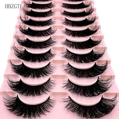 HBZGTLAD Soft Mink Eyelashes 3D Curl Winged End Eye Elongated Fake Lashes Thick Handmade Natural False Eyelash Messy Cross Lash Wholesale (6D50)
