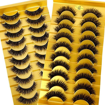 HBZGTLAD Soft Mink Eyelashes 3D Curl Winged End Eye Elongated Fake Lashes Thick Handmade Natural False Eyelash Messy Cross Lash Wholesale (6D27)