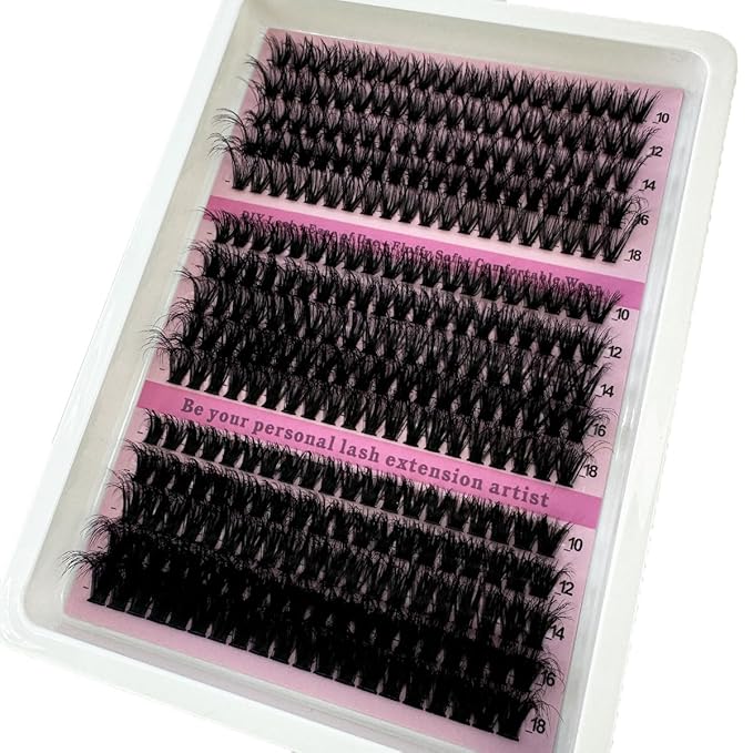 HBZGTLAD Fluffy Cluster Lashes 40D60D80D100D120D Natural Thick Eyelash Clusters D Curl Individual Lashes DIY Eyelashes Extension (15Rows 40+60+80D)