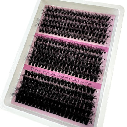 HBZGTLAD Fluffy Cluster Lashes 40D60D80D100D120D Natural Thick Eyelash Clusters D Curl Individual Lashes DIY Eyelashes Extension (15Rows 40+60+80D)