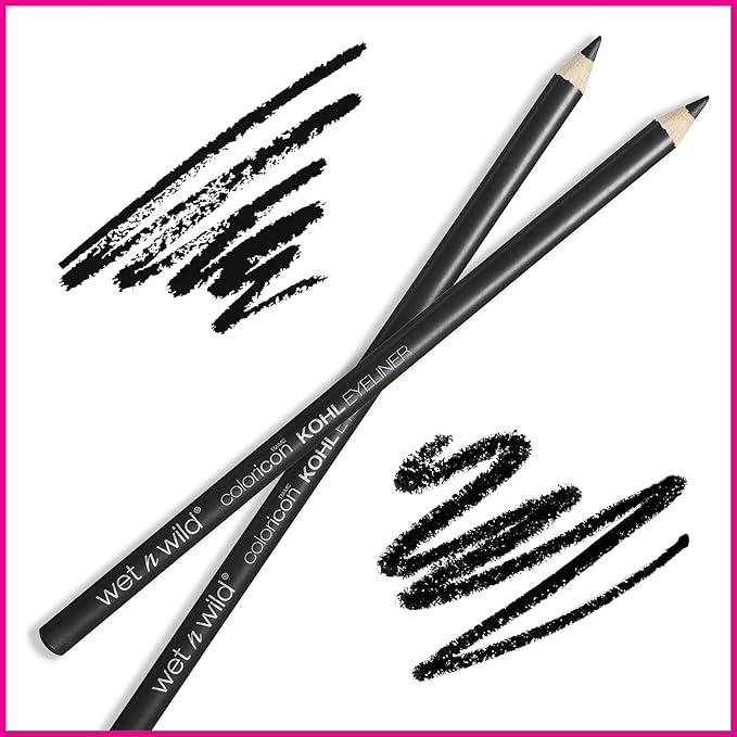 wet n wild Color Icon Kohl Eyeliner Pencil - Rich Hyper-Pigmented Color, Smooth Creamy Application, Long-Wearing Matte Finish Versatility, Cruelty-Free - Baby's Got Black