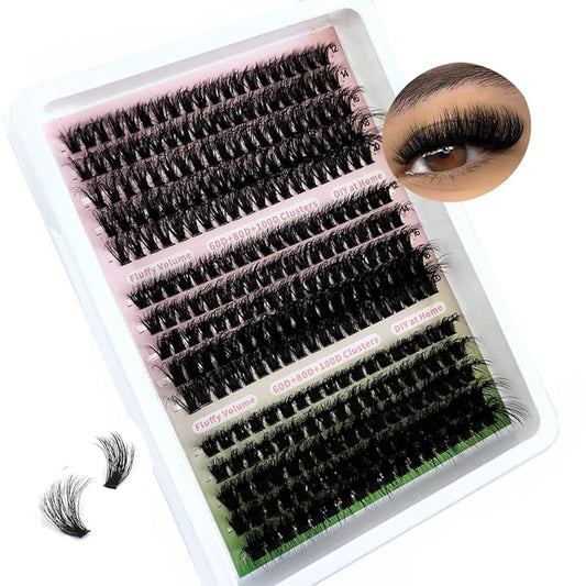 HBZGTLAD Fluffy Cluster Lashes 40D60D80D100D120D Natural Thick Eyelash Clusters D Curl Individual Lashes DIY Eyelashes Extension (15RowsDDCurl60D80D100D)