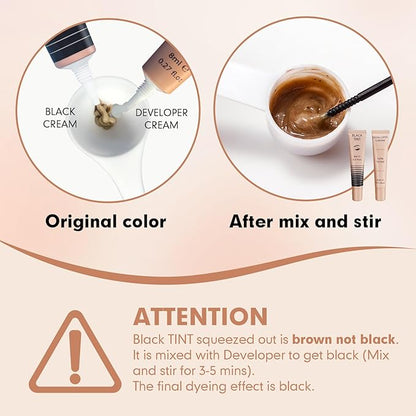 Lash Color Kit Eyelash Color Set Natural Black Brow Color Effects Lasts up to 4 Weeks Voluminous Keratin Fast Coloring for Newbies & Pros