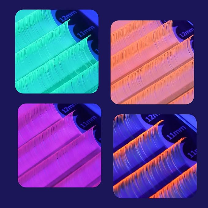 Colorful Individual Eyelash UV Neon Colored Lashes Extension,Volume Lash Extension False Eyelashes Colored Faux Mink Lashes(Purple,0.07 L 8-15mm Mix)