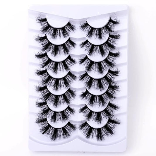 Fluffy False Eyelashes Thick Wispy 3D Faux Mink Lashes Pack Fake Lashes Strip - 7 Pairs, Z52