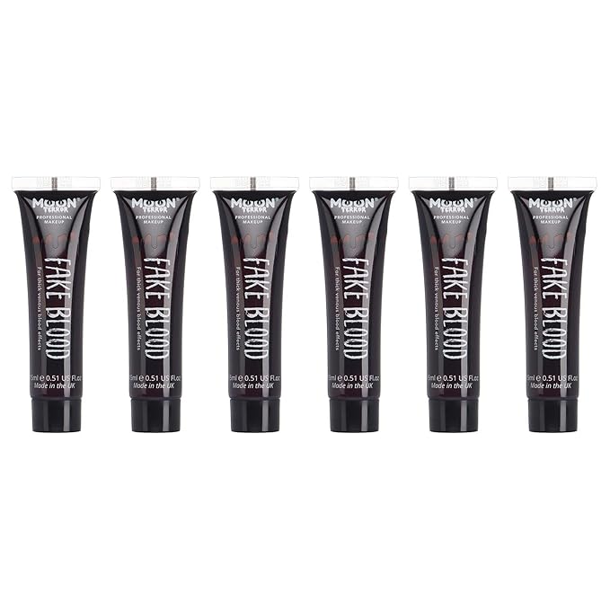 Pro FX Fake Blood - 0.50fl oz x6 - SFX Make up for Halloween Vampire Zombie Theatre - Special Effects Make up