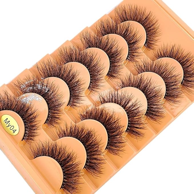 HBZGTLAD NEW 7pairs Cat eye Eyelashes 3D Natural False Lashes 5d Fluffy Soft Cross Manga Lashes Wispy Natural Eyelash Extension Makeup (MY-04)
