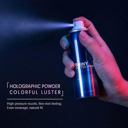 2pcs Waterproof Glitter Spray - Shimmer Glitter Hair & Body Spray - Long-Lasting Highlight Powder for Women, Girls - Face, Skin, Hair, Clothing, Nail Art & Craft