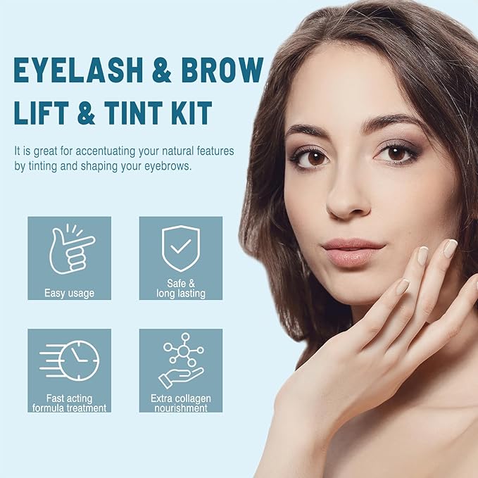 Lash Lift Kit with Brow Lamination, Eyelash Perm & Eyebrow Lamination Tools for Salon & Home