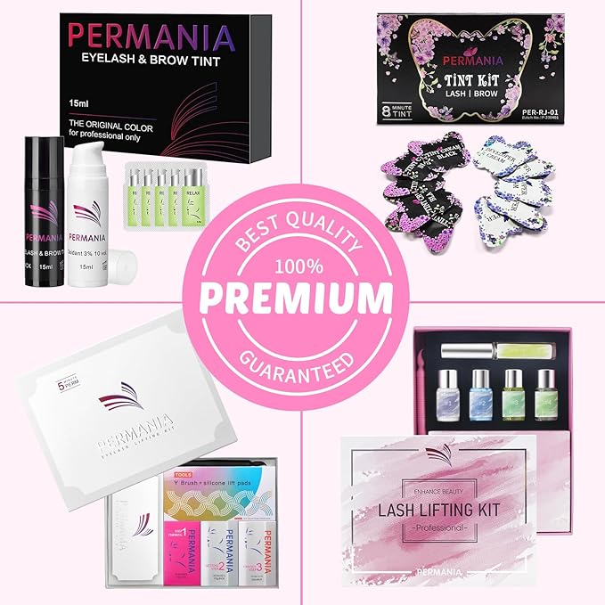 PERMANIA Lash Lift and Black Color Kit, Salon Results Eyelash Perm & Brow Lamination Kit with Detailed Instruction Easy for Beginner Natural Lasts up to 4 Weeks