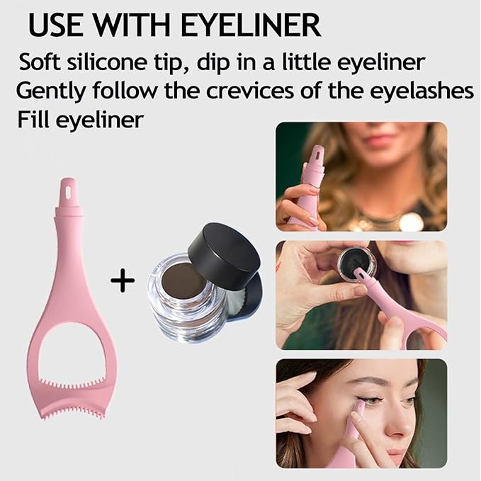 SHANPIN Silicone Winged Eyeliner Stencil Makeup, Mermaid Mascara Guard Upper Lower Eye Eyeliner Tape Lash Mascara Guard Applicator Eyelash Comb Cosmetic Tool, Reusable Makeup Eyelash Tool, Detachable