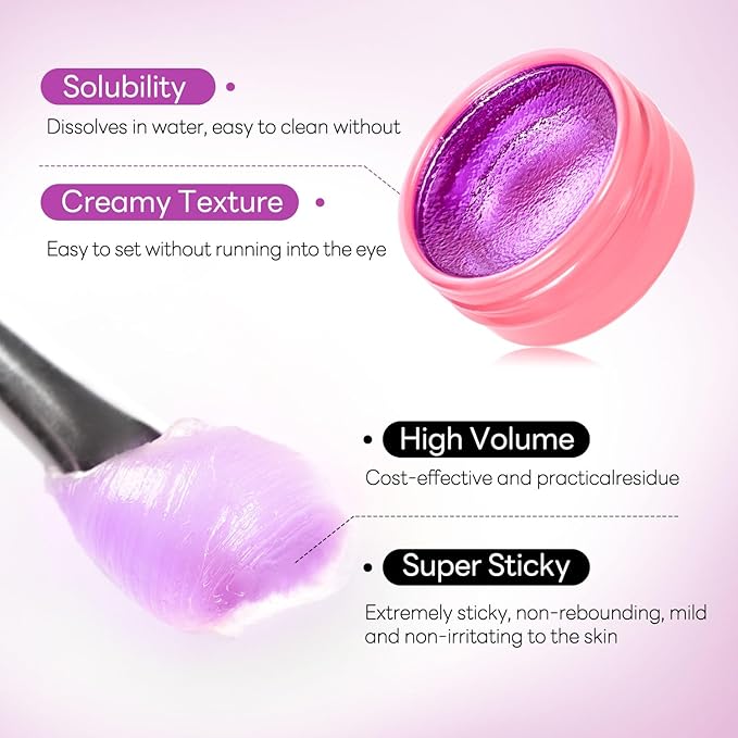 Lash Lift Glue Balm Eyelash Lifting Perm Grapes Strong Hold Lash&Brow Perm Glue Balm Brow Adhesive Powerful Sticky Brow Lamination 0.35Oz/10G