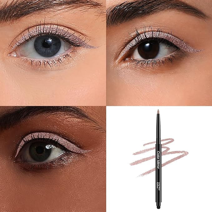Smudge Proof Eyeliner, Waterproof Retractable Eye liner with Brush, Matte and Shimmer Eyeliner Pencil, Creamy Texture, Long lasting & Smooth(45 Champagne Shimmer)