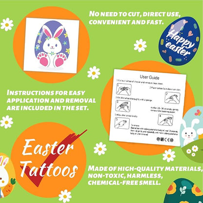 winthrop 240 Pcs Bulk Easter Temporary Tattoos for Kids, Waterproof Safety Individually Wrapped Tattoos Stickers, Best Choice for Easter Basket Stuffers, 60 Different Designs Bunny Egg Chicken