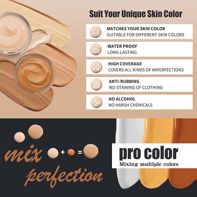 VANERIA Body Concealer, Tattoo Cover Up, Tattoo Cover Up Makeup Waterproof, Suitable For Scars, Birthmarks, Vitiligo and All Kinds Of Skin Tone, 3 Colors, 283g