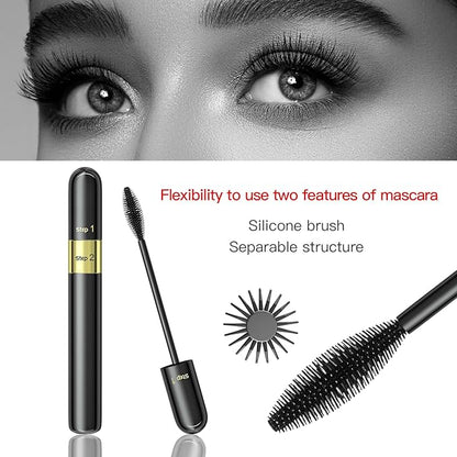 2PCS Essence Mascara Volume And Length- Amazing Lashes Mascara, Long-Lasting 2 In 1 Mascara Waterproof Mascara Voluminous Mascara,Lengthening And Volumizing Tubing Mascara Black