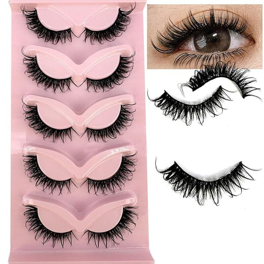 HBZGTLAD New 3D Cat-Eye Mink Eyelashes Curled Winged Natural Realistic Messy End Eye Elongated Thick False Eyelashes Soft Fake Eyelashes (023)