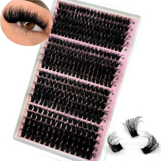 HBZGTLAD Fluffy Cluster Lashes 40D60D80D100D120D Natural Thick Eyelash Clusters D Curl Individual Lashes DIY Eyelashes Extension (80D100D120D160D)