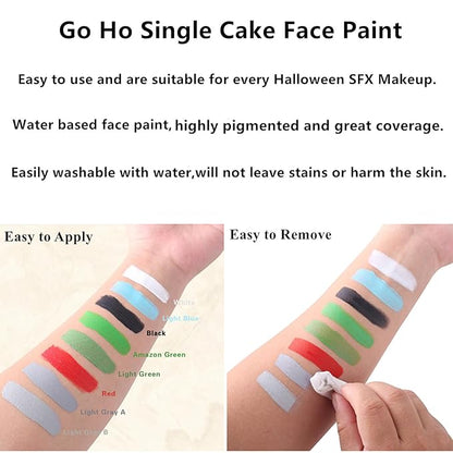 Go Ho Grey Face Paint Washable for Halloween Makeup,Creamy to Gel Water Based Grey Body Paint Full Coverage for Adults Children Cosplay SFX Zombie Vampire Makeup,Light Grey A,25g