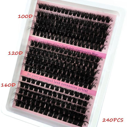 HBZGTLAD Fluffy Cluster Lashes 40D60D80D100D120D Natural Thick Eyelash Clusters D Curl Individual Lashes DIY Eyelashes Extension (15Rows 100D120D160D)